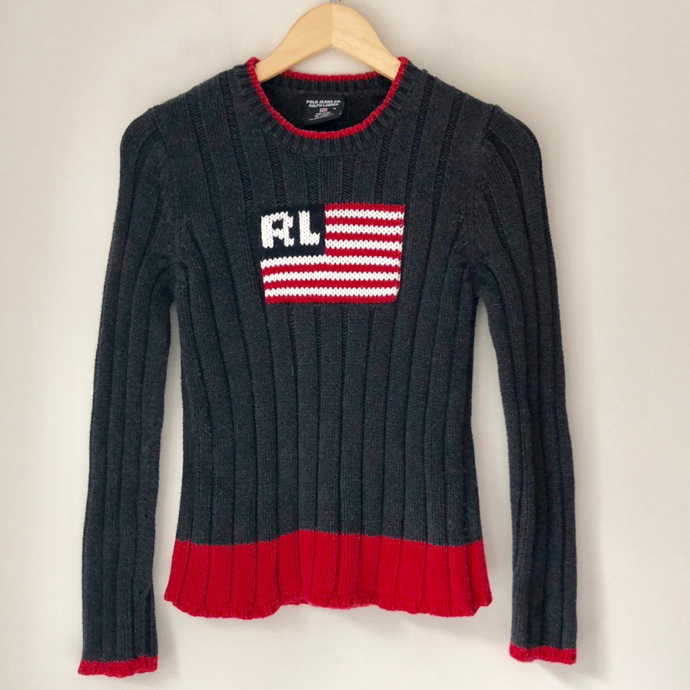 Ralph Lauren Gray Flag Sweater - Picture 5 of 7